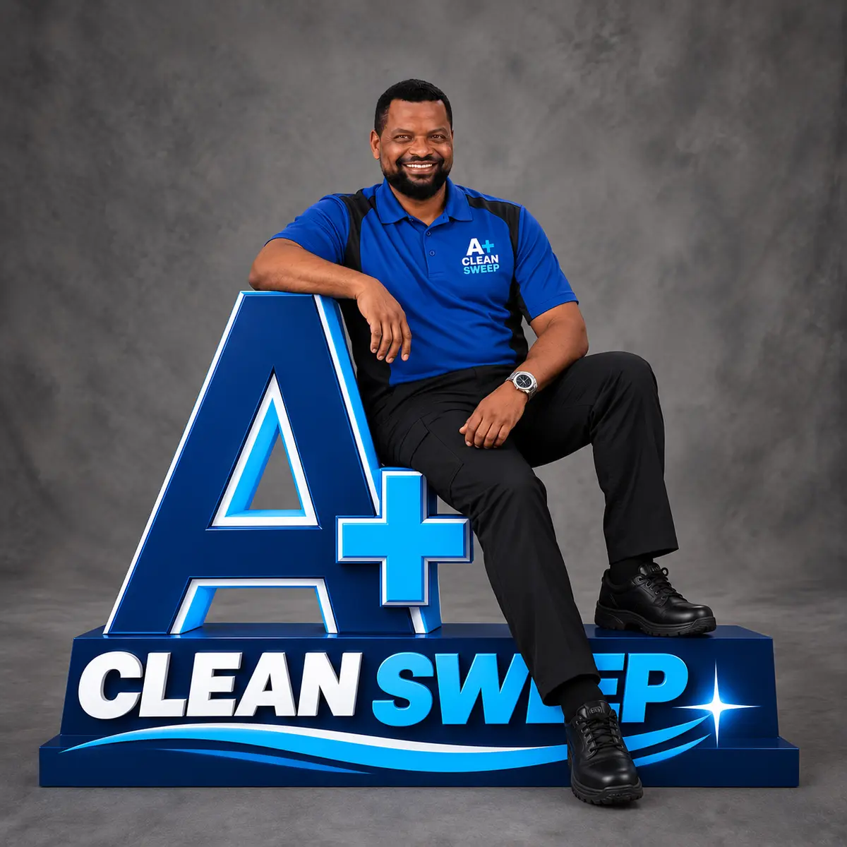 Jason Hughes in an A+ Clean Sweep uniform
